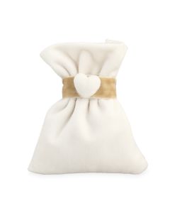 1x sachet dragées velours coeur blanc