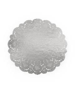 6 napperons dentelle argent - 21,5 cm