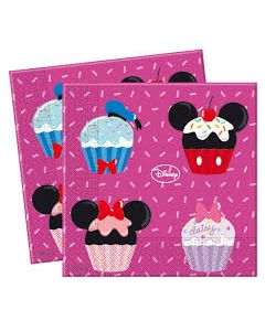 Serviettes Mickey et ses amis thème cupcake - x20