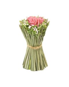 Compo roses roses + fleurs séchées dans gerbe