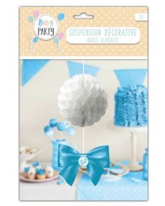 Boule à suspendre baby shower bleu