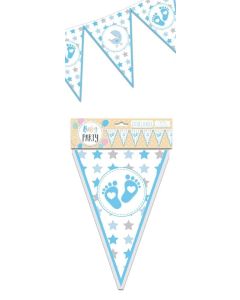 Guirlande de fanions baby shower bleu
