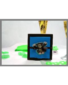 Boîtes dragées Nina GM BAPTEME à plat + étiquettes - singe