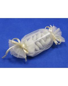 Ballotins en organza forme bonbon - ivoire 3 cm x 11 cm