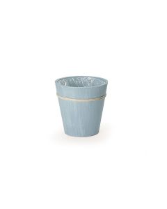 Cache pot bleu tendre thème mer en bois 20 x 20 cm