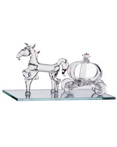 cheval et carrosse sur miroir en verre