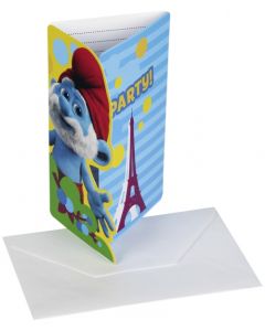 Lot 6 Cartes d'invitations anniversaire Schtroumpfs