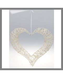 Cœur ajouré en osier tressé - blanc