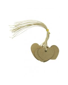 12 Etiquettes coeur kraft 2,5 cm x 4,5 cm