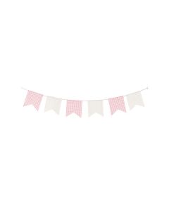 Guirlande tissu vichy rose et blanc 1m80