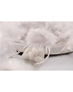 5 sacs à dragées boa blanc 7 cm 