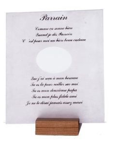 Cadeau parrain : plaque de verre photo