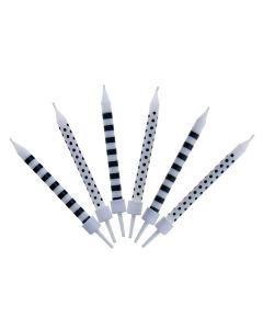 Bougies noir et blanc - rayure et pois x6