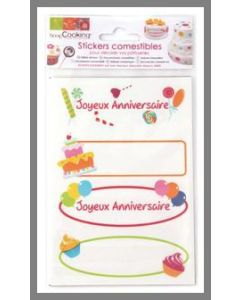 Stickers alimentaires "joyeux anniversaire"