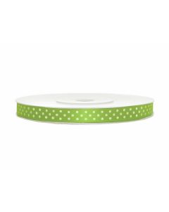 Ruban vert pomme à pois blancs – 6 mm x 25 m