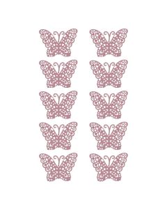 	 10 papillons dentelle roses à coller - 4 cm x 3 cm