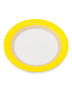 12 assiettes jaunes et blanches