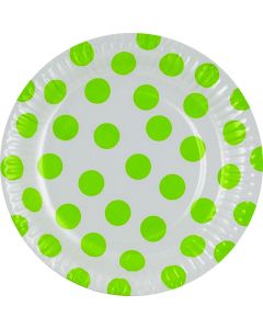 8 Assiettes à pois verts 18 cm