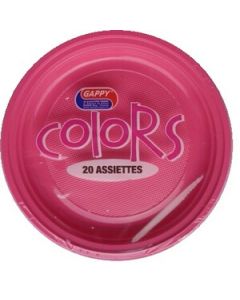 20 assiettes rondes fuchsia