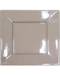 8 assiettes carrées plastique taupe