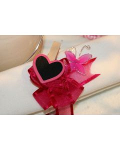 Coeur PM sur pince - fuchsia- x6