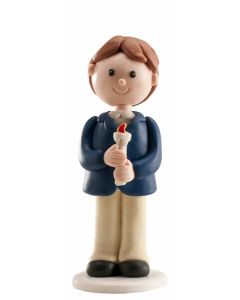 Figurine de communion - Garçon avec bougie