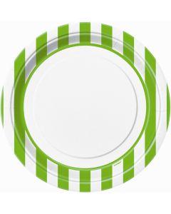 8 assiettes rayées vert - Ø 23 cm