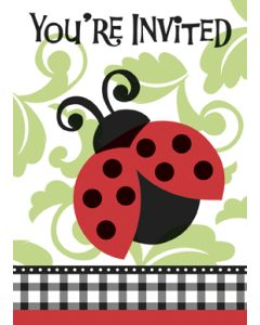 8 invitations jolie coccinelle