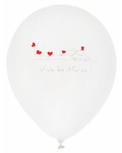 Ballons « Vive les mariés » blanc x8