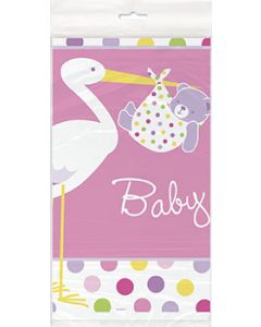 8 pochettes Baby-Shower cigogne rose