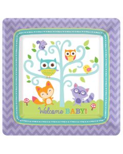 8 Assiettes Baby Shower forêt 17,7 cm