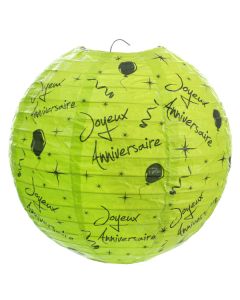 Lampion deco Joyeux Anniversaire  vert