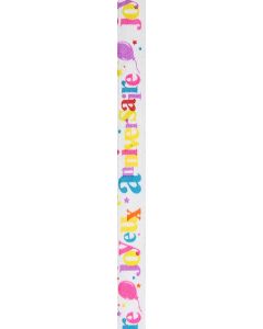 Ruban satin Joyeux Anniversaire - multicolore