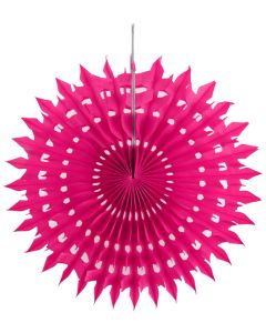  2 Eventails en papier dentelle fuchsia 20 cm