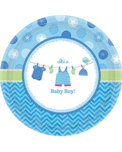 8 Assiettes Baby Shower garçon - 17,7 cm