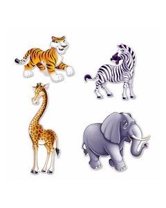 Décors animaux de la jungle x4