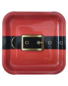 Lot de 10 assiettes en carton "ceinture Père Noël"