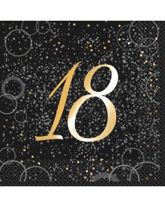 16 serviettes anniversaire 18 ans confettis or