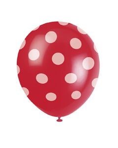 6 ballons à pois - rouge