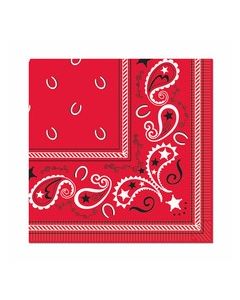 Serviette bandana rouge western – x16