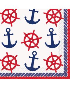 16 Serviettes Ancre Nautique - papier
