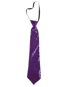 Cravate sequins avec élastique - violet