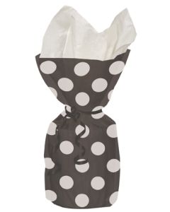 20 sacs à cadeau avec attaches - pois noirs