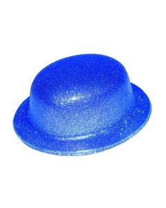 Chapeau melon à paillettes bleu