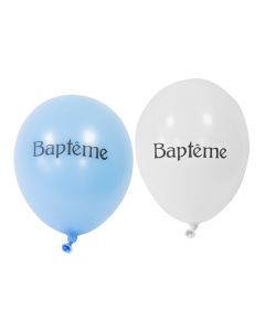 8x Ballon de baudruche baptême bleu