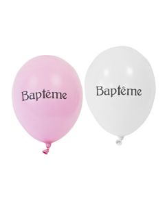 8x Ballon de baudruche baptême rose