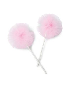 2 Pompons de tulle sur pique - rose