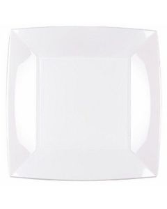 8 assiettes plates carrées – blanc