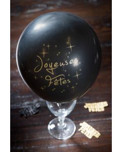 Ballons Joyeuses Fêtes - Noir - x8