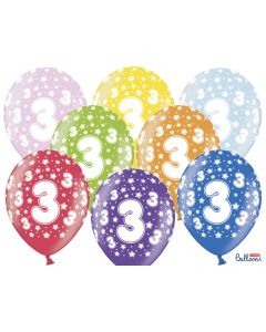 6 ballons multicolores 3eme anniversaire